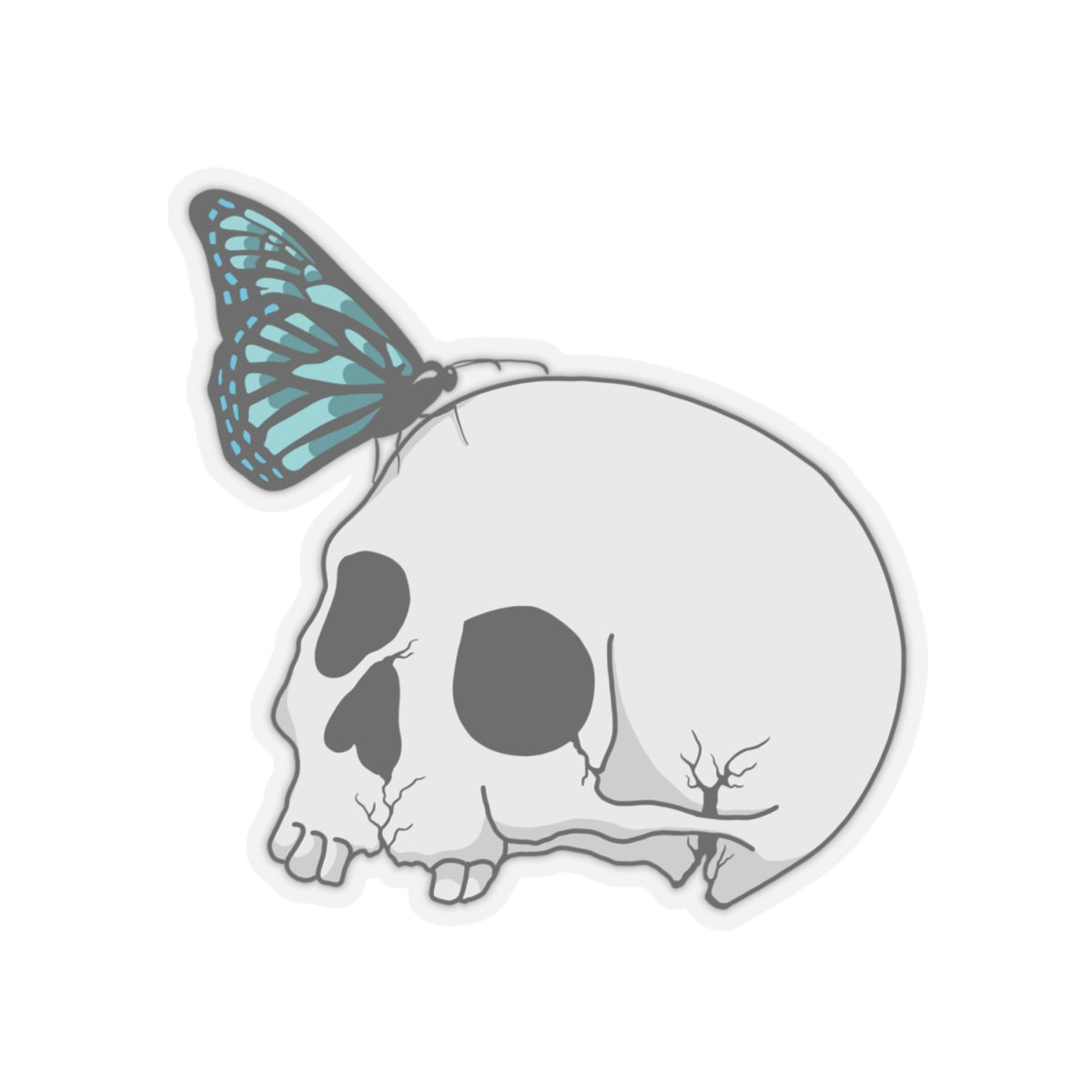 Skull and butterfly Kiss-Cut Stickers Paper products Printify   