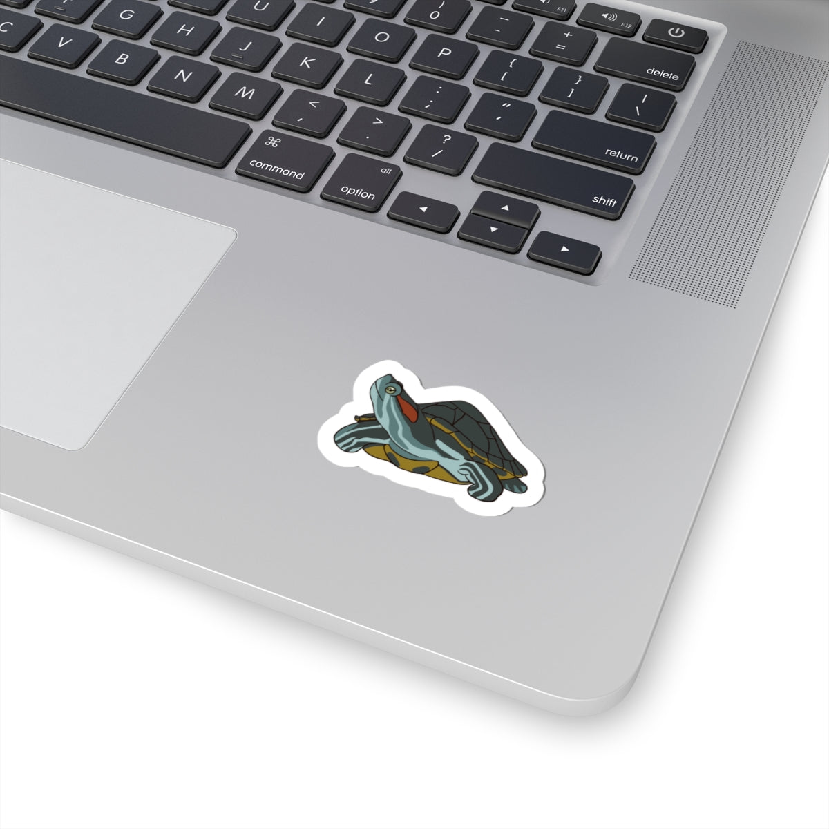 Red eared slider turtle Kiss-Cut Sticker Paper products Printify   