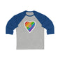 Rainbow Rose Unisex 3\4 Sleeve Baseball Tee Long-sleeve Printify Grey/ True Royal XL 