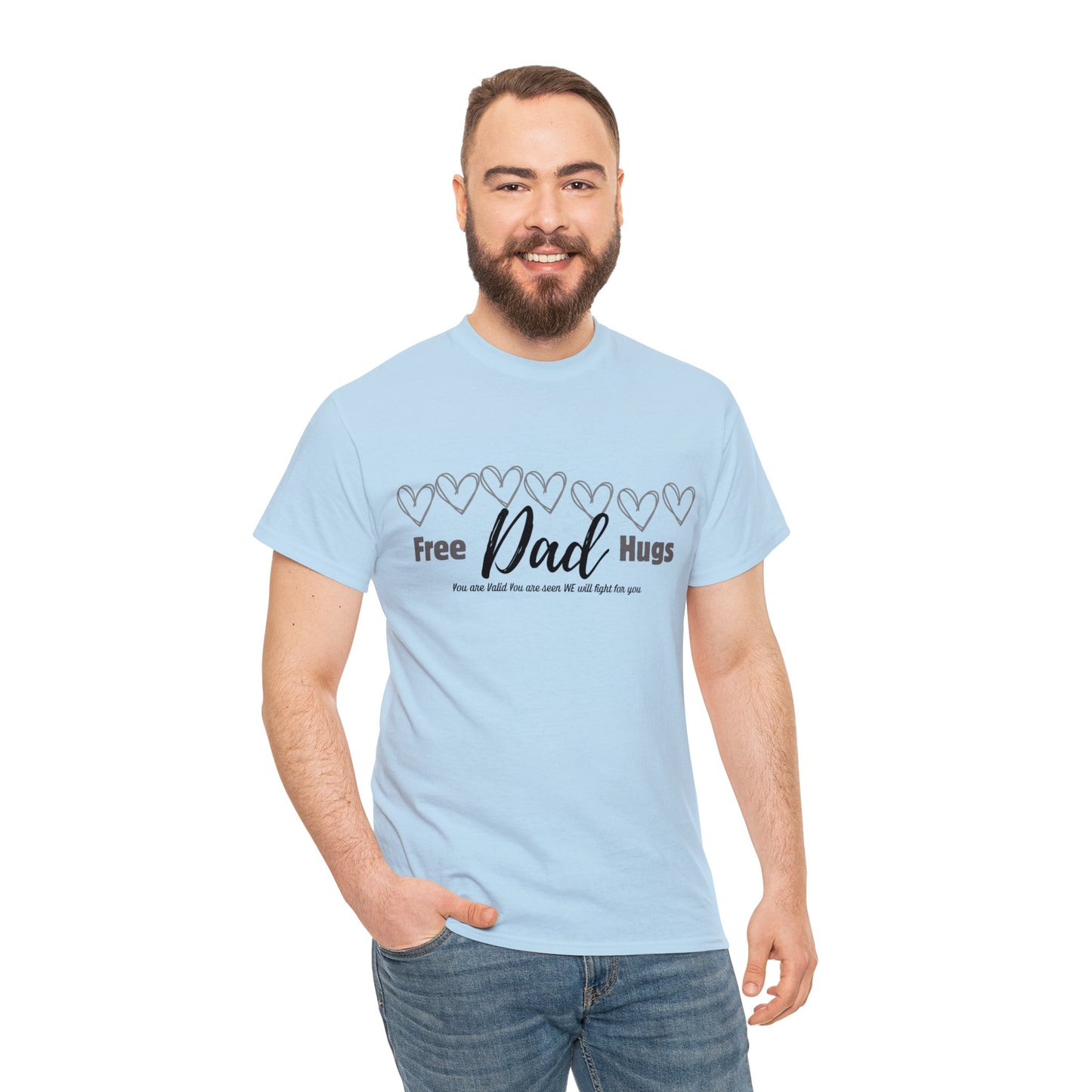 Spread Love and Warmth: "Free Dad Hugs" Shirt T-Shirt Printify Light Blue S 