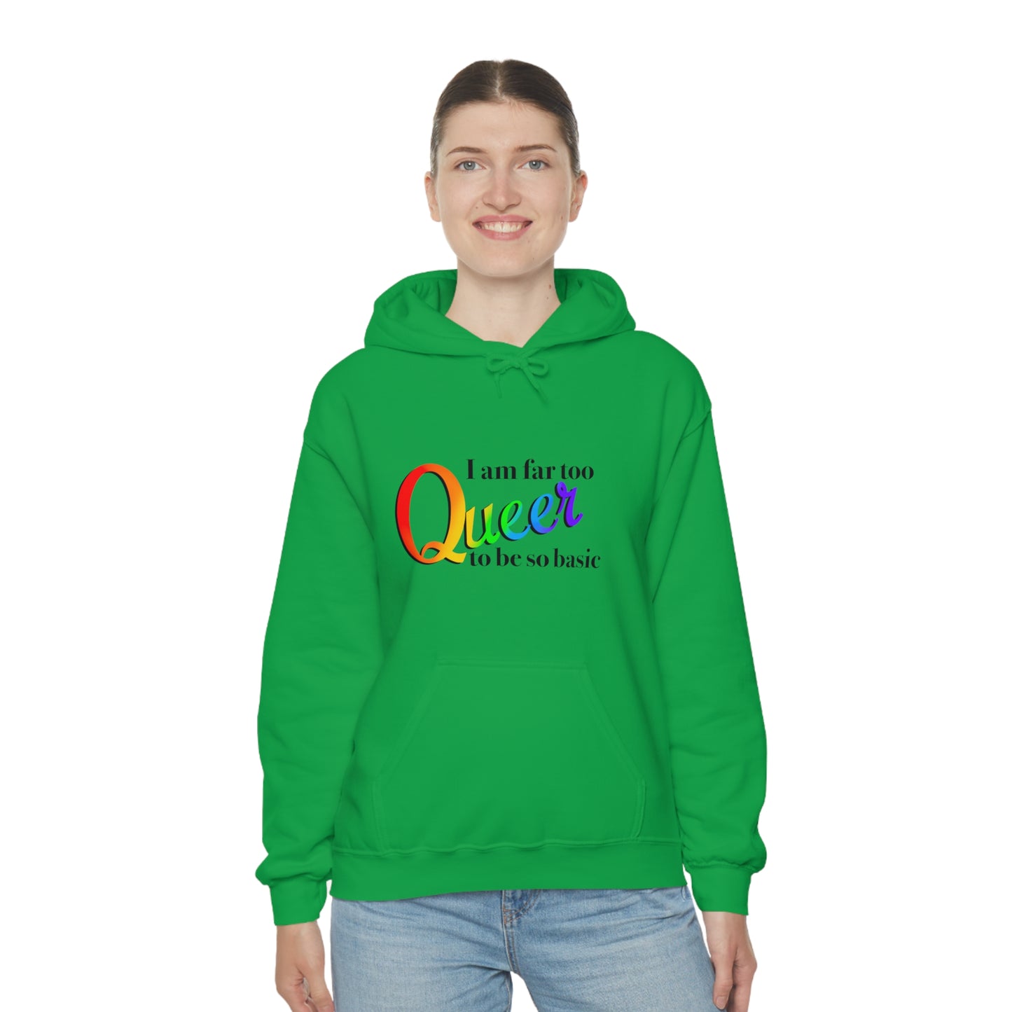 Far too queer Pride Unisex Heavy Blend™ Hooded Sweatshirt Hoodie Printify Irish Green S 