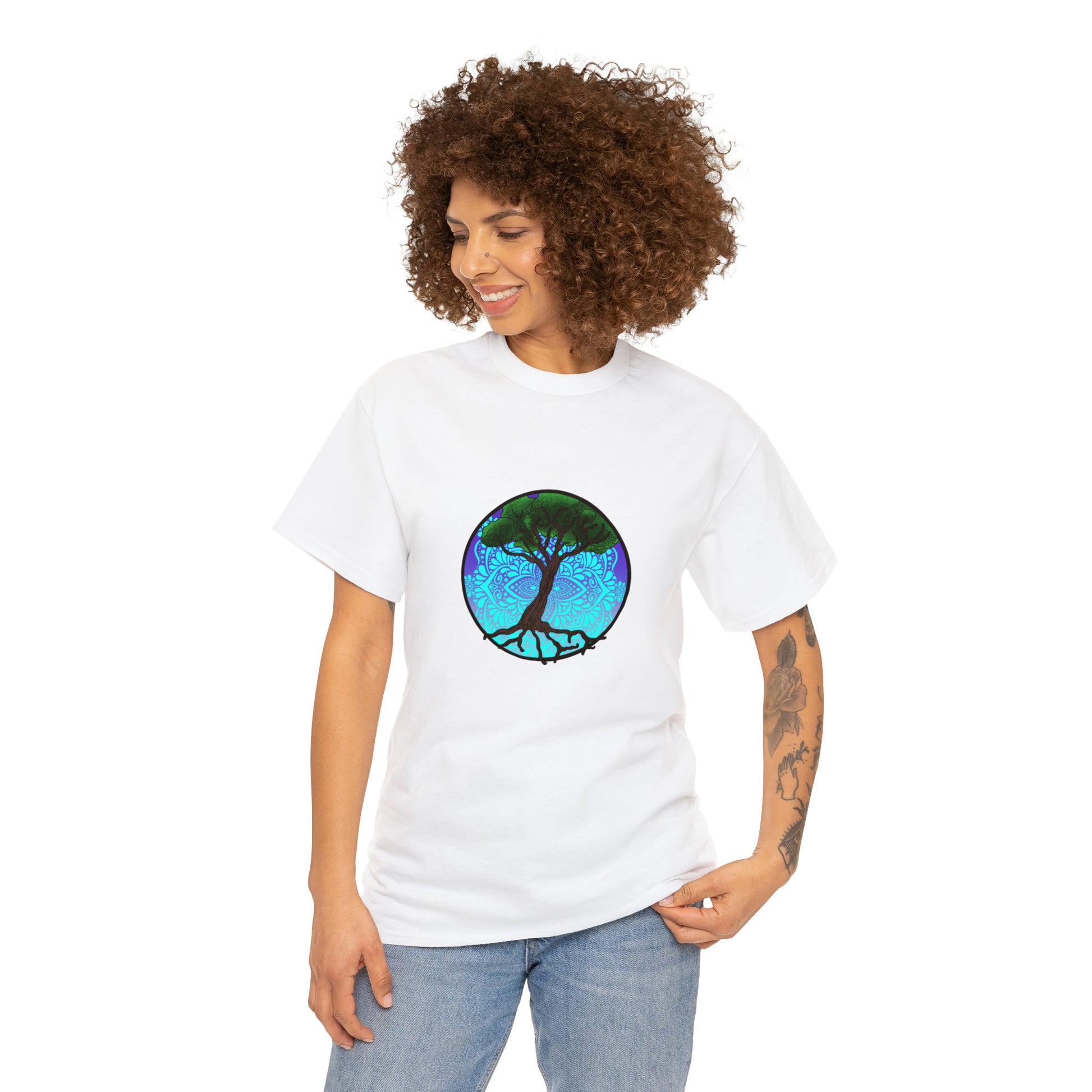 Tree of life Mandala Unisex Heavy Cotton Tee T-Shirt Printify   