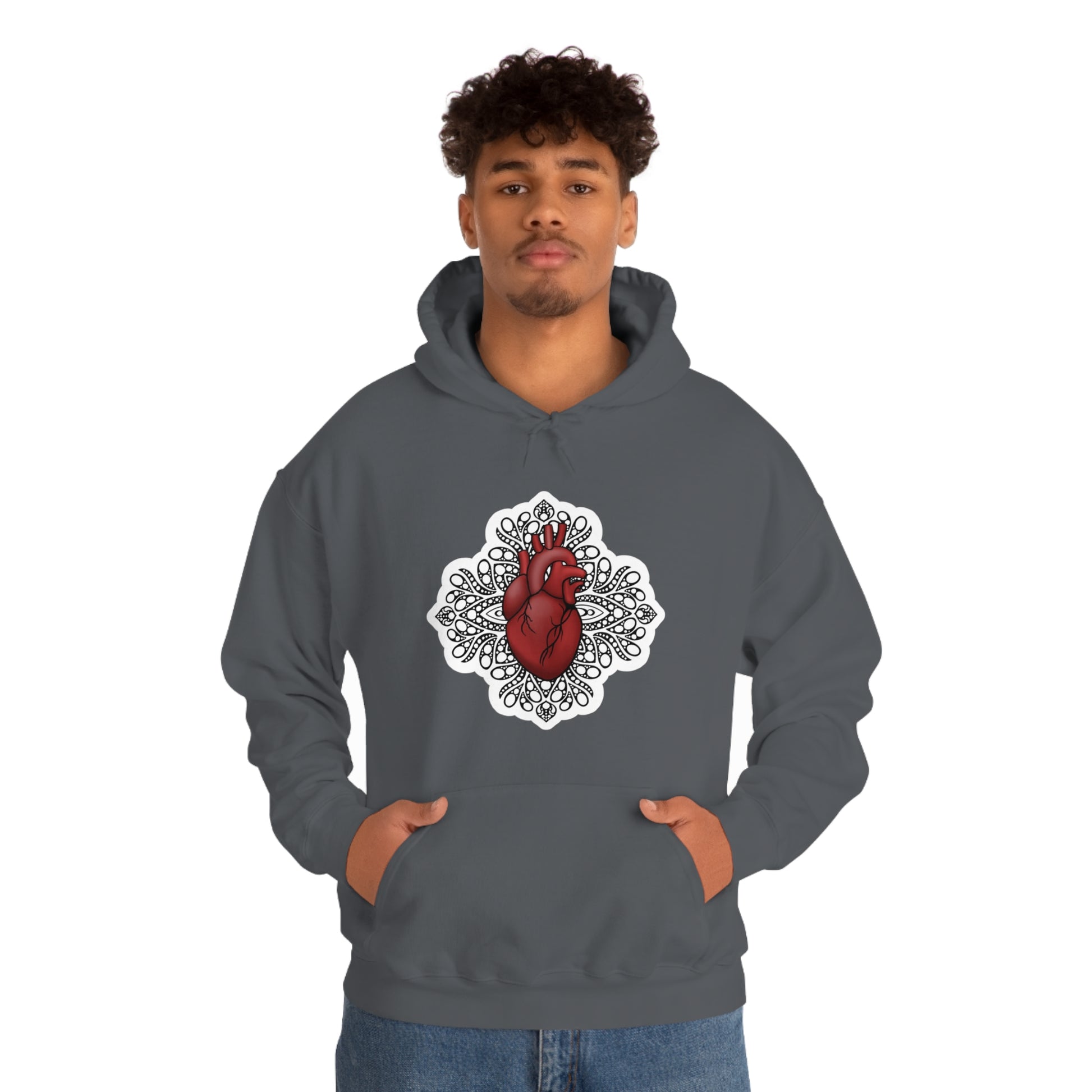 Anatomical Heart Mandala Unisex Heavy Blend™ Hooded Sweatshirt Hoodie Printify   