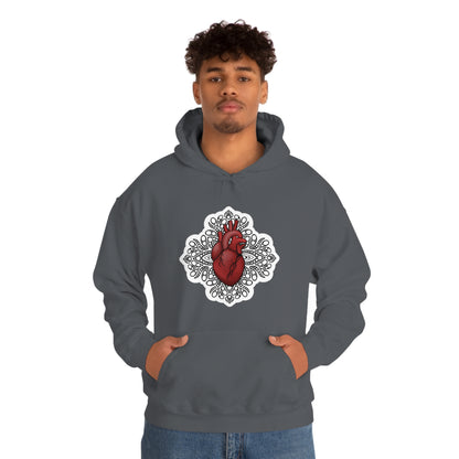 Anatomical Heart Mandala Unisex Heavy Blend™ Hooded Sweatshirt Hoodie Printify   