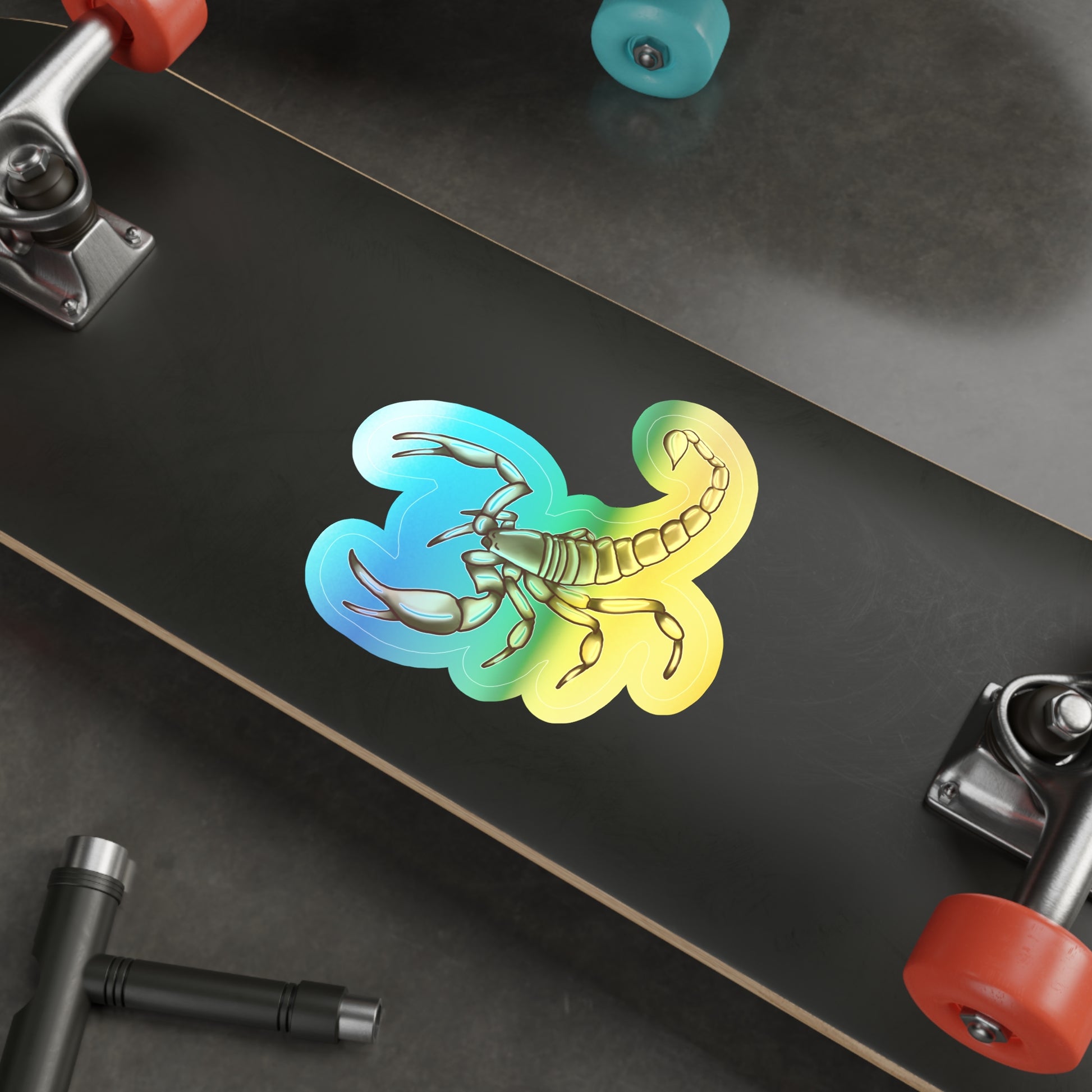 Scorpion Holographic Die-cut Sticker Paper products Printify   