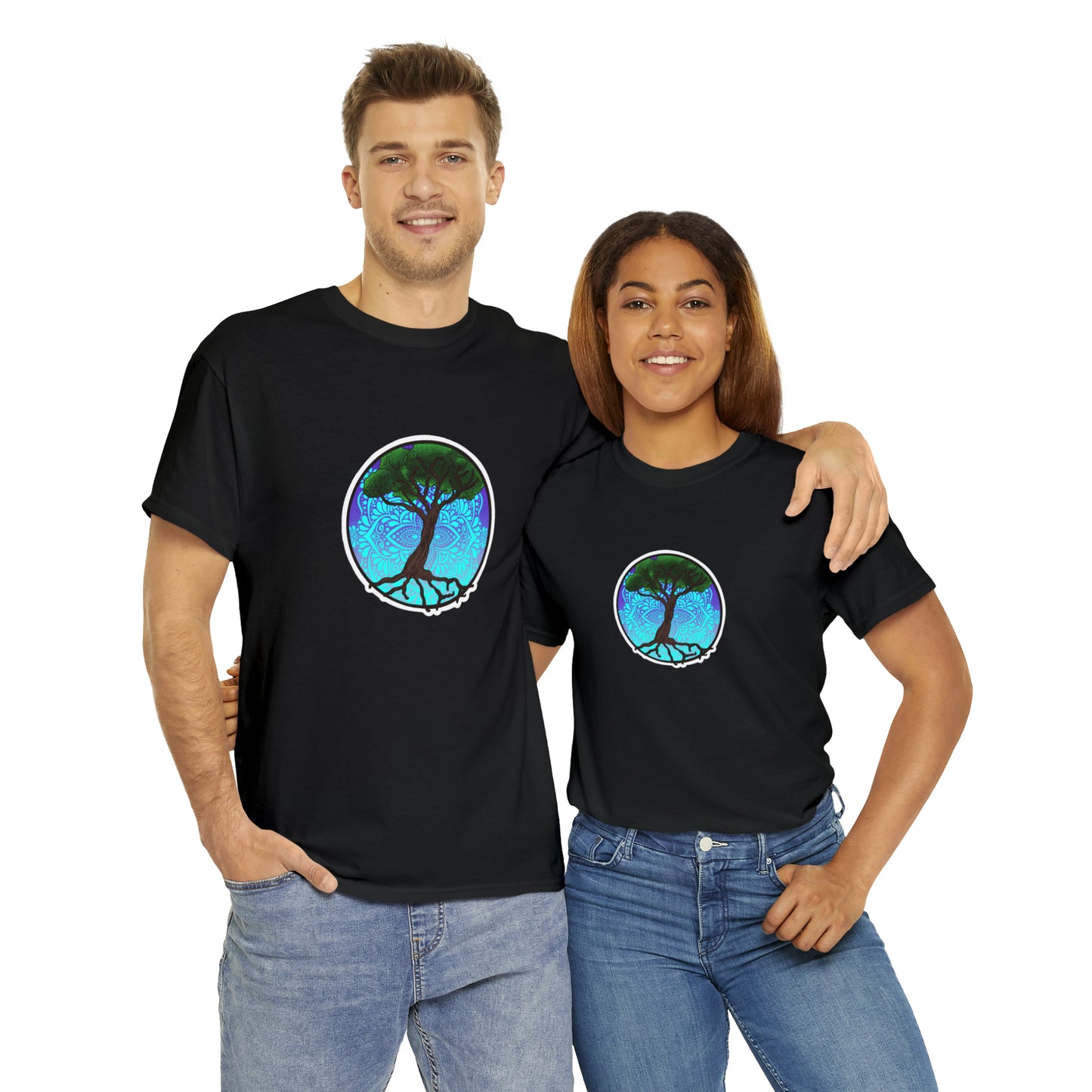 Tree of life Mandala Unisex Heavy Cotton Tee T-Shirt Printify   