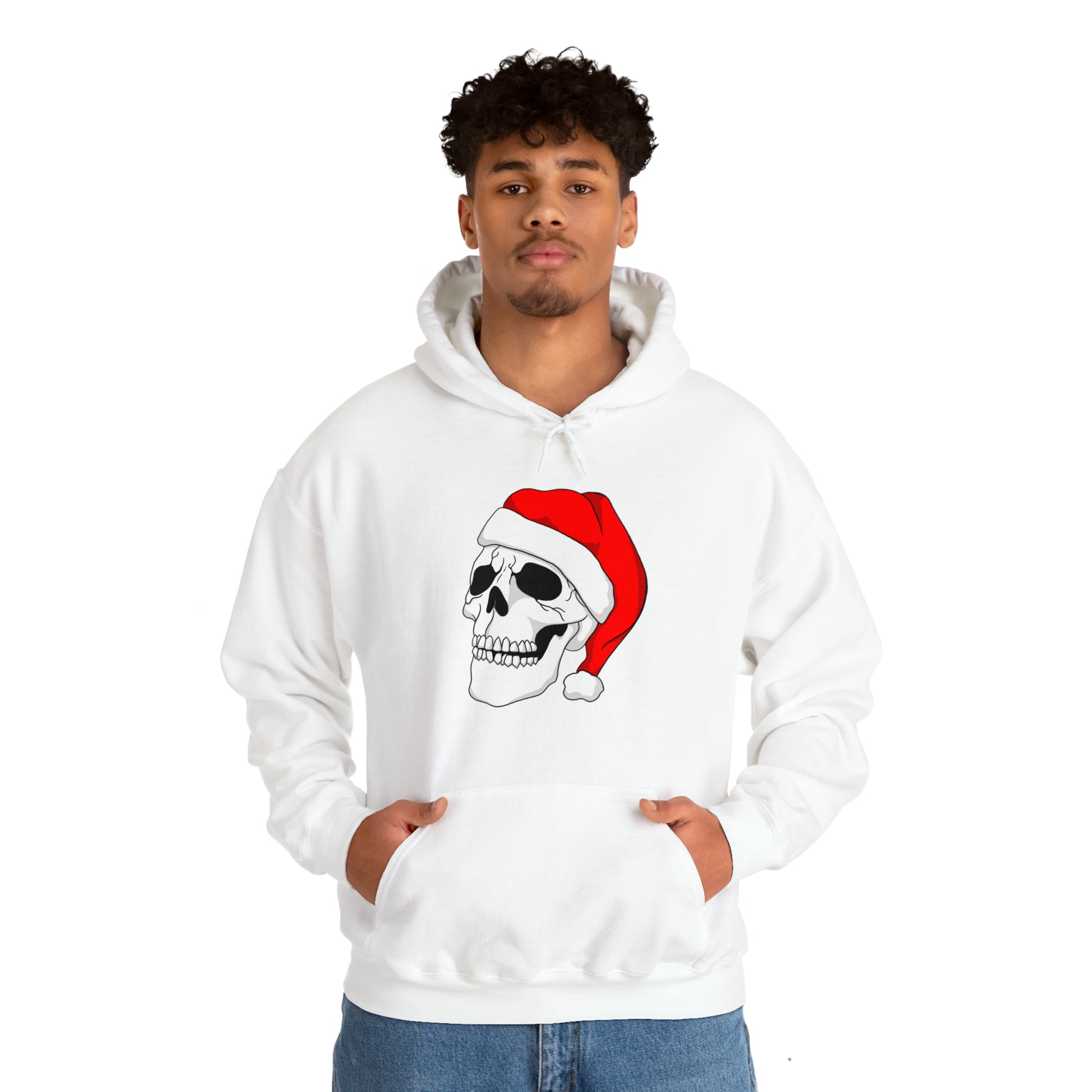 Santa Skull Unisex Heavy Blend™ Hooded Sweatshirt Hoodie Printify   