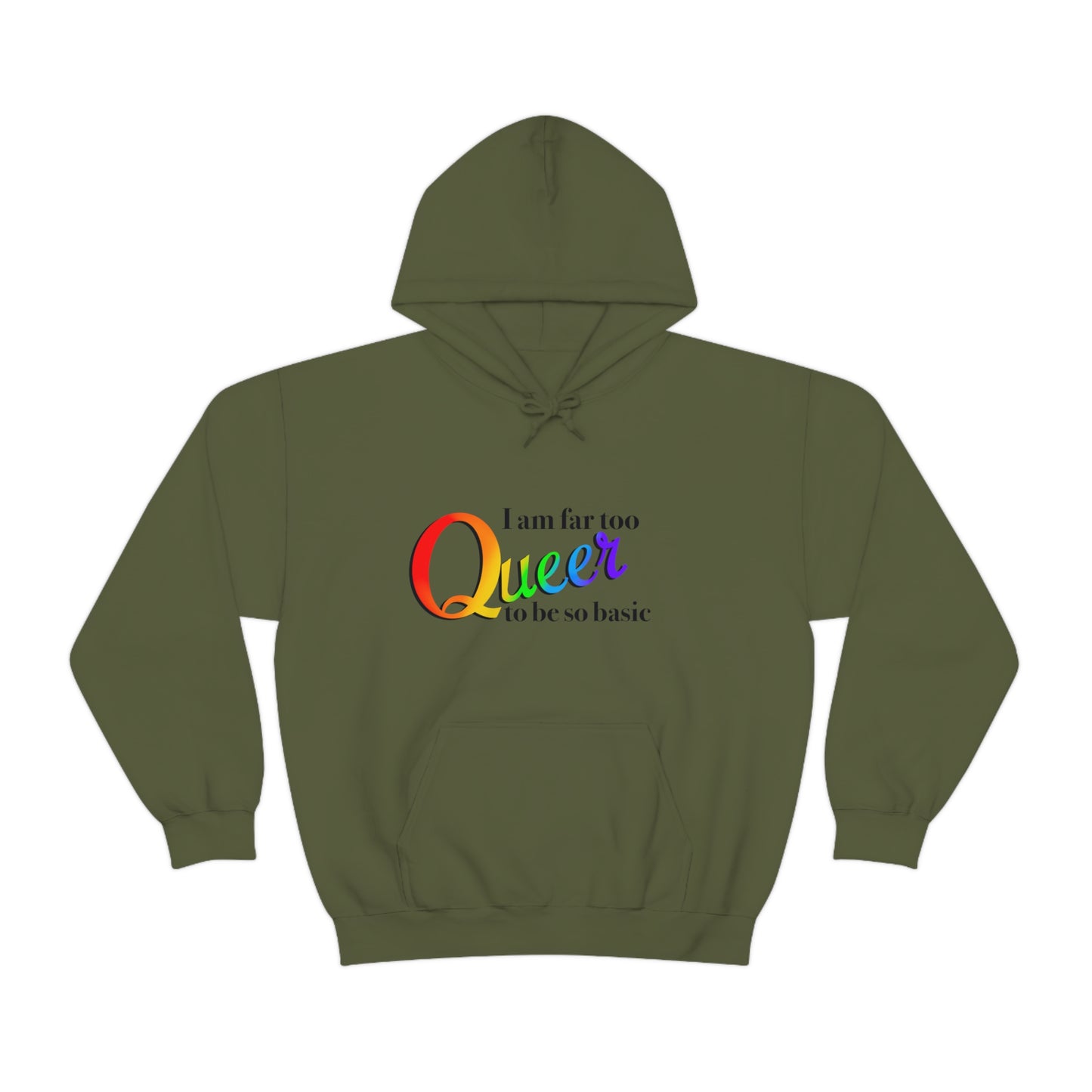 Far too queer Pride Unisex Heavy Blend™ Hooded Sweatshirt Hoodie Printify   