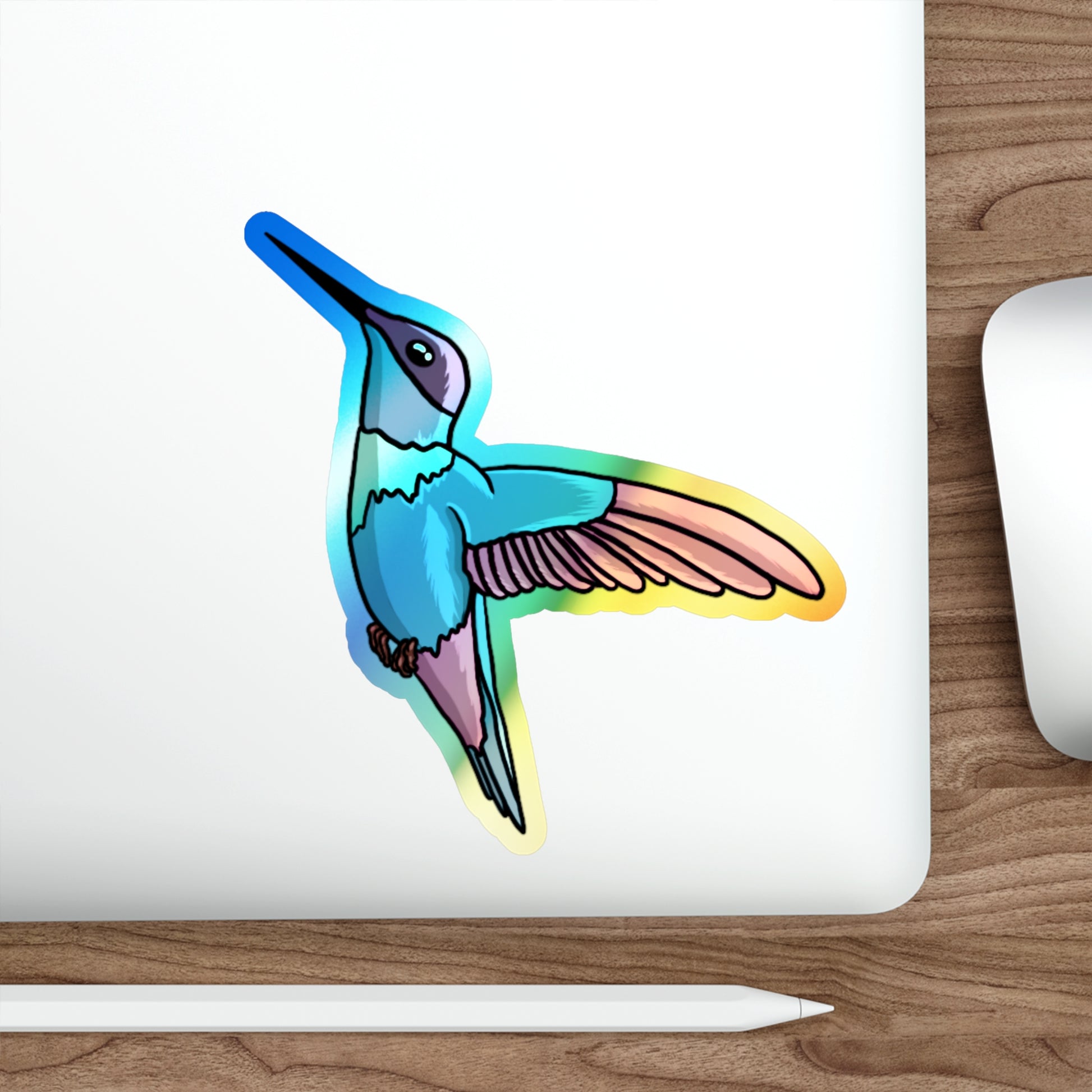 Humming bird Holographic Die-cut Sticker Paper products Printify   