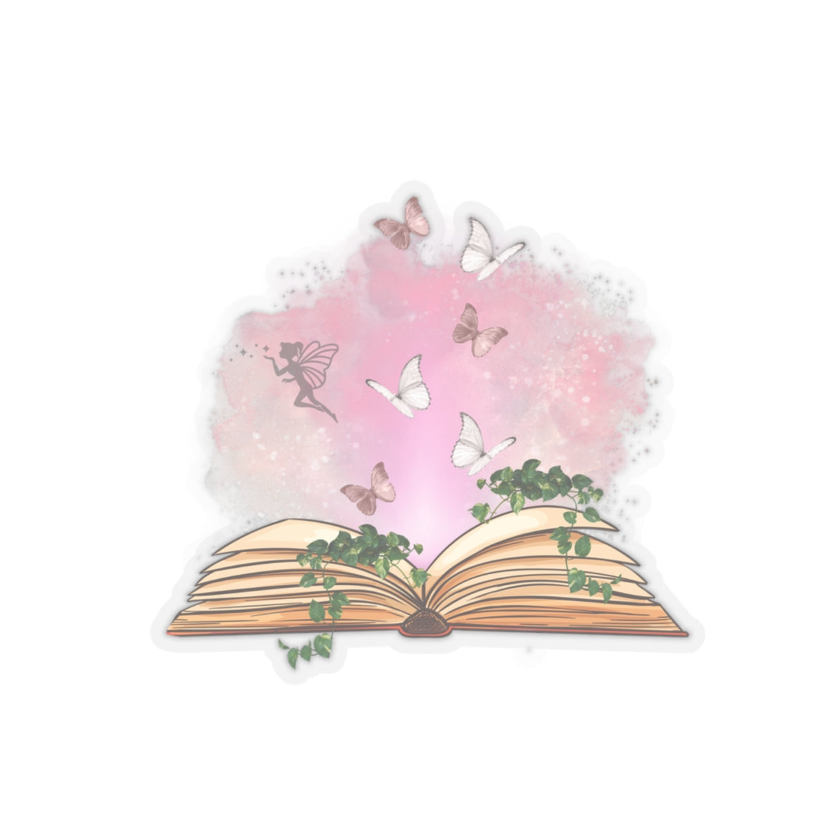 Butterfly fantasy book Kiss-Cut Sticker Paper products Printify 4" × 4" Transparent 