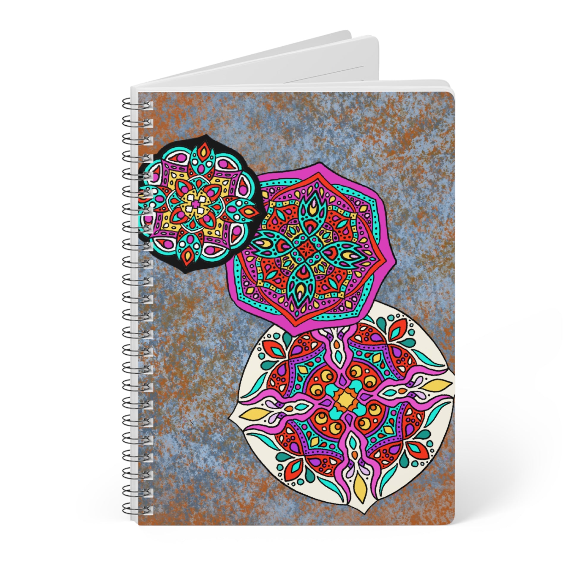 Three Mandalas Wire bound Softcover Notebook, A5 Paper products Printify   