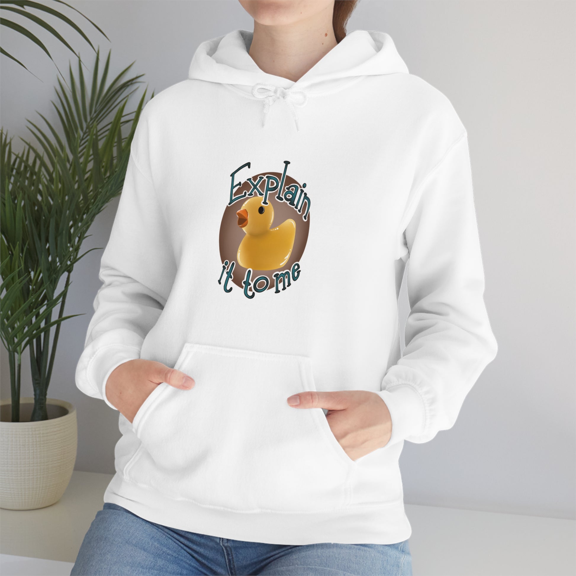 Tech. Explain it to the rubber duck Unisex Heavy Blend™ Hooded Sweatshirt Hoodie Printify   