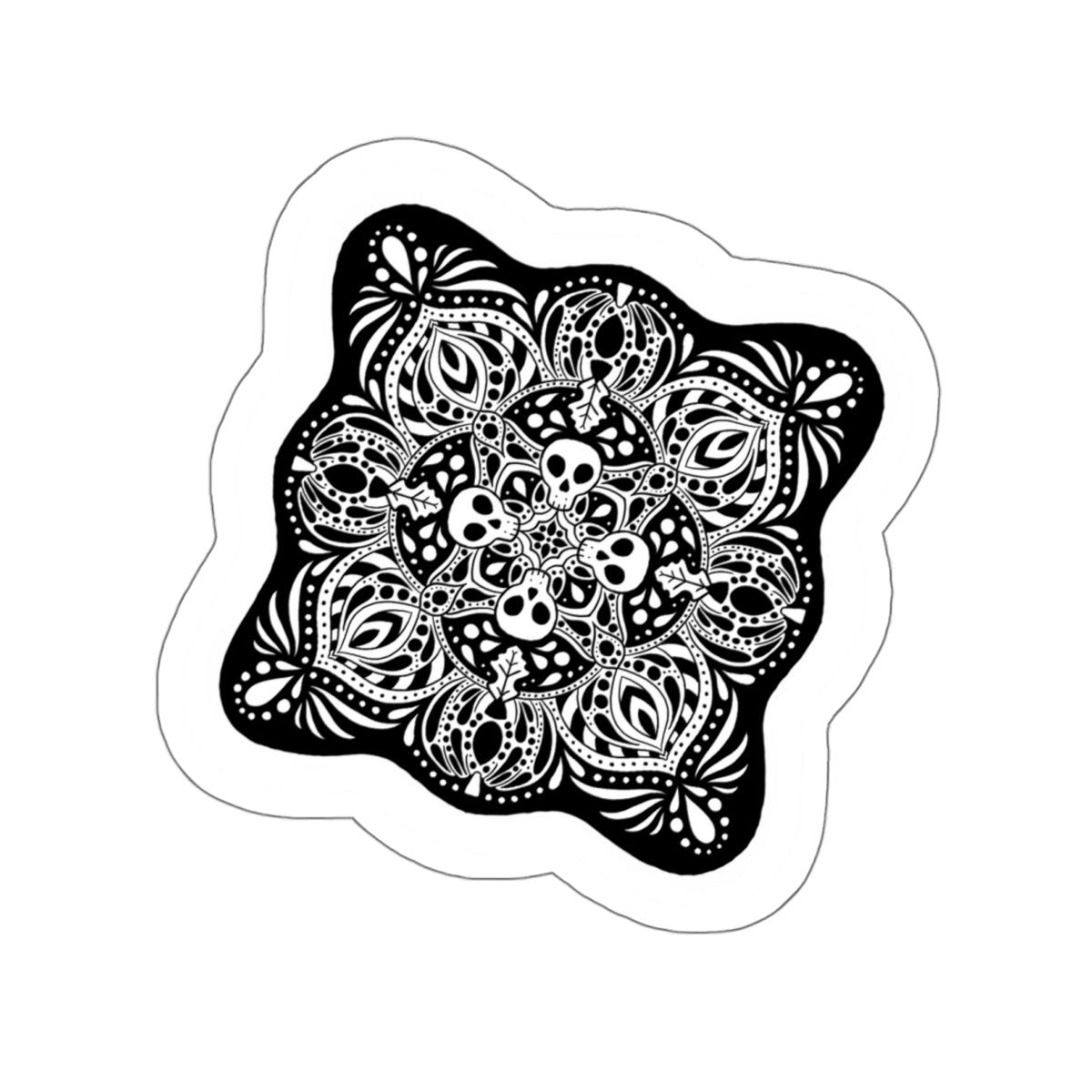 Spooky skull mandala Kiss-Cut Sticker Paper products Printify   