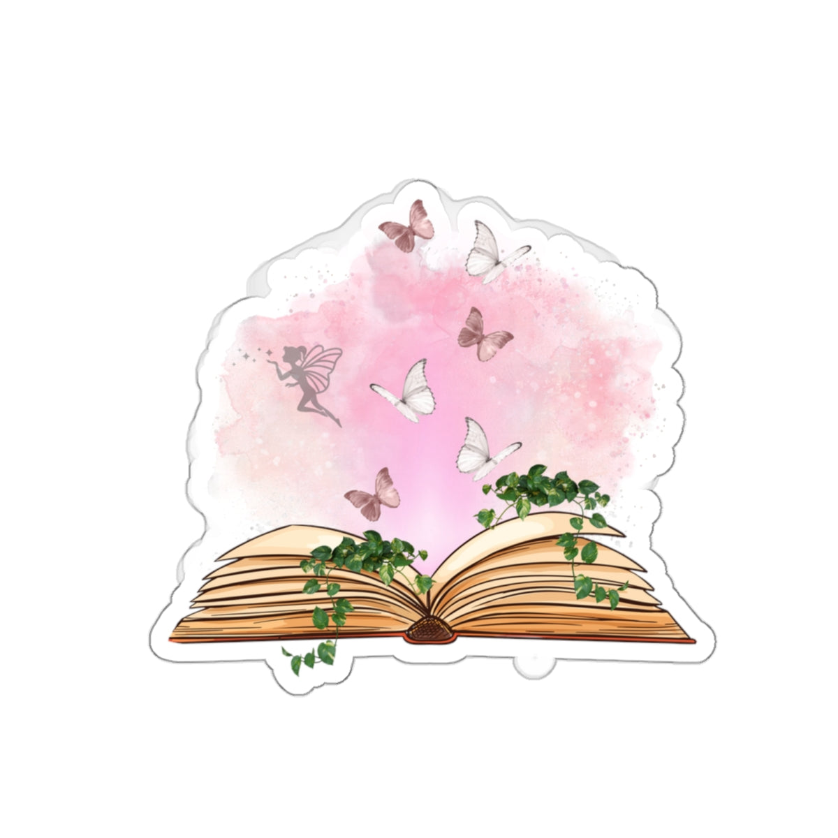 Butterfly fantasy book Kiss-Cut Sticker Paper products Printify 6" × 6" White 