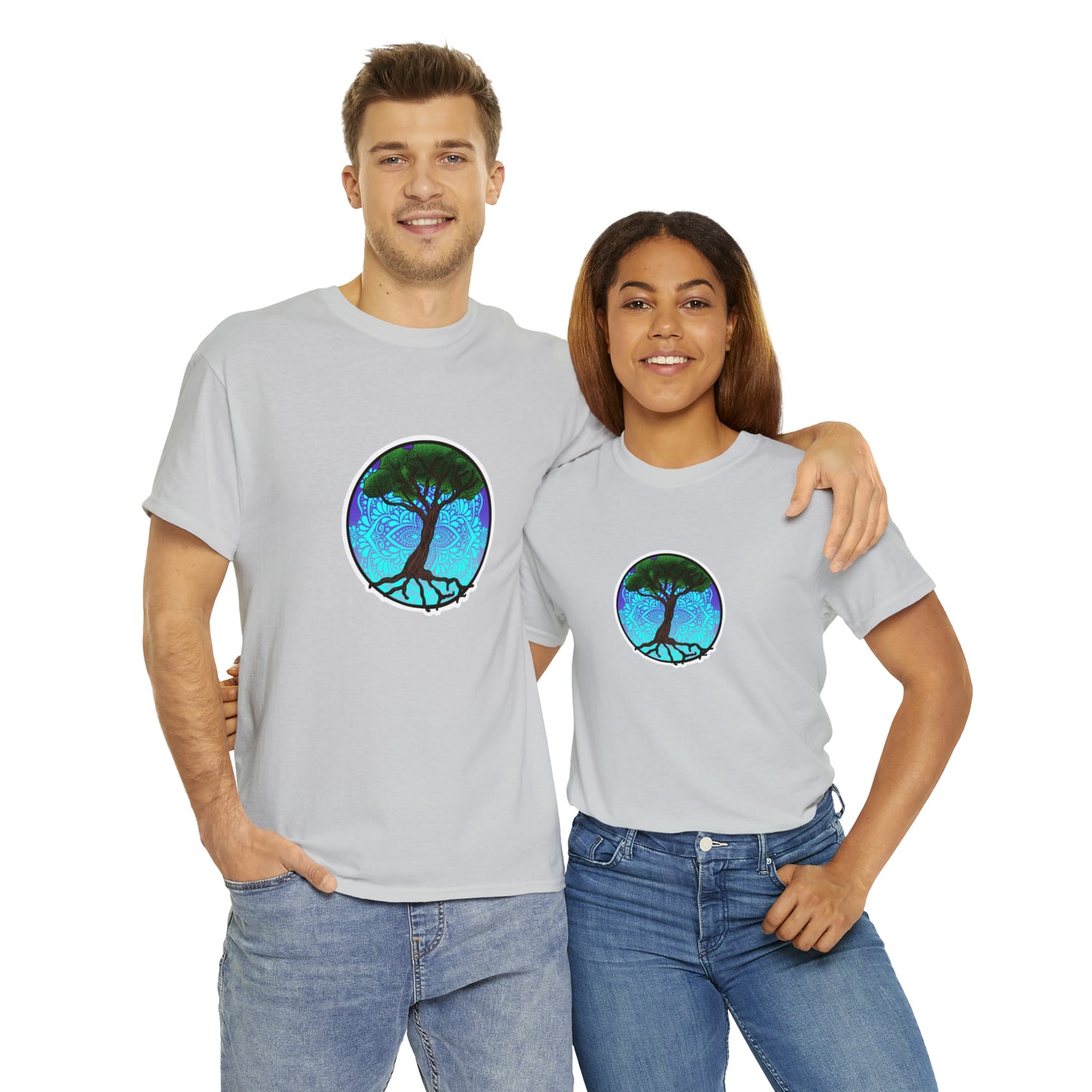 Tree of life Mandala Unisex Heavy Cotton Tee T-Shirt Printify   