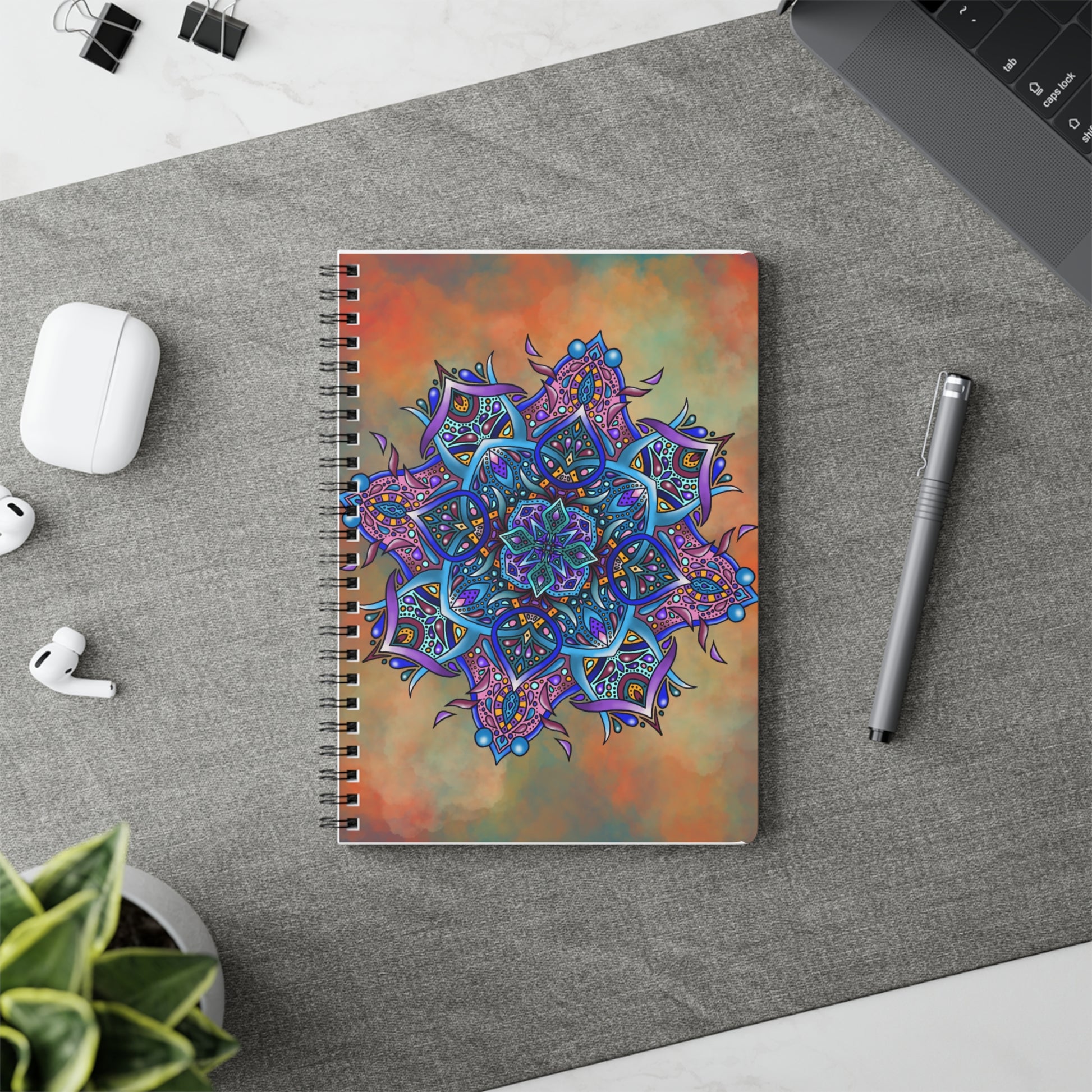 Mandala Wirebound Softcover Notebook, A5 Paper products Printify   