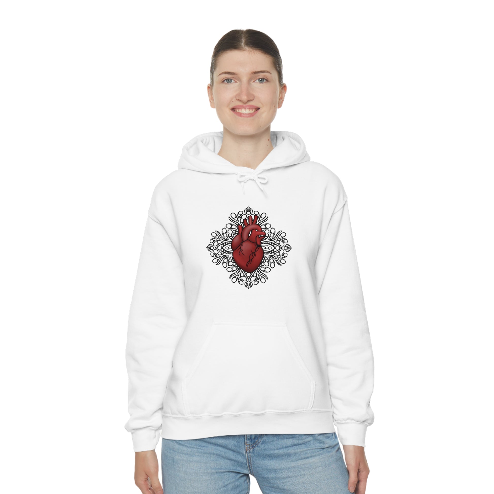 Anatomical Heart Mandala Unisex Heavy Blend™ Hooded Sweatshirt Hoodie Printify   