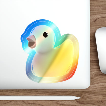 Rubber Duck Holographic Die-cut Sticker Paper products Printify   