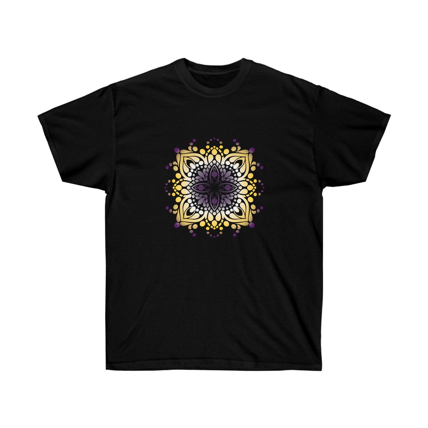 Non Binary Pride Mandala Unisex Ultra Cotton Tee T-Shirt Printify Black S 