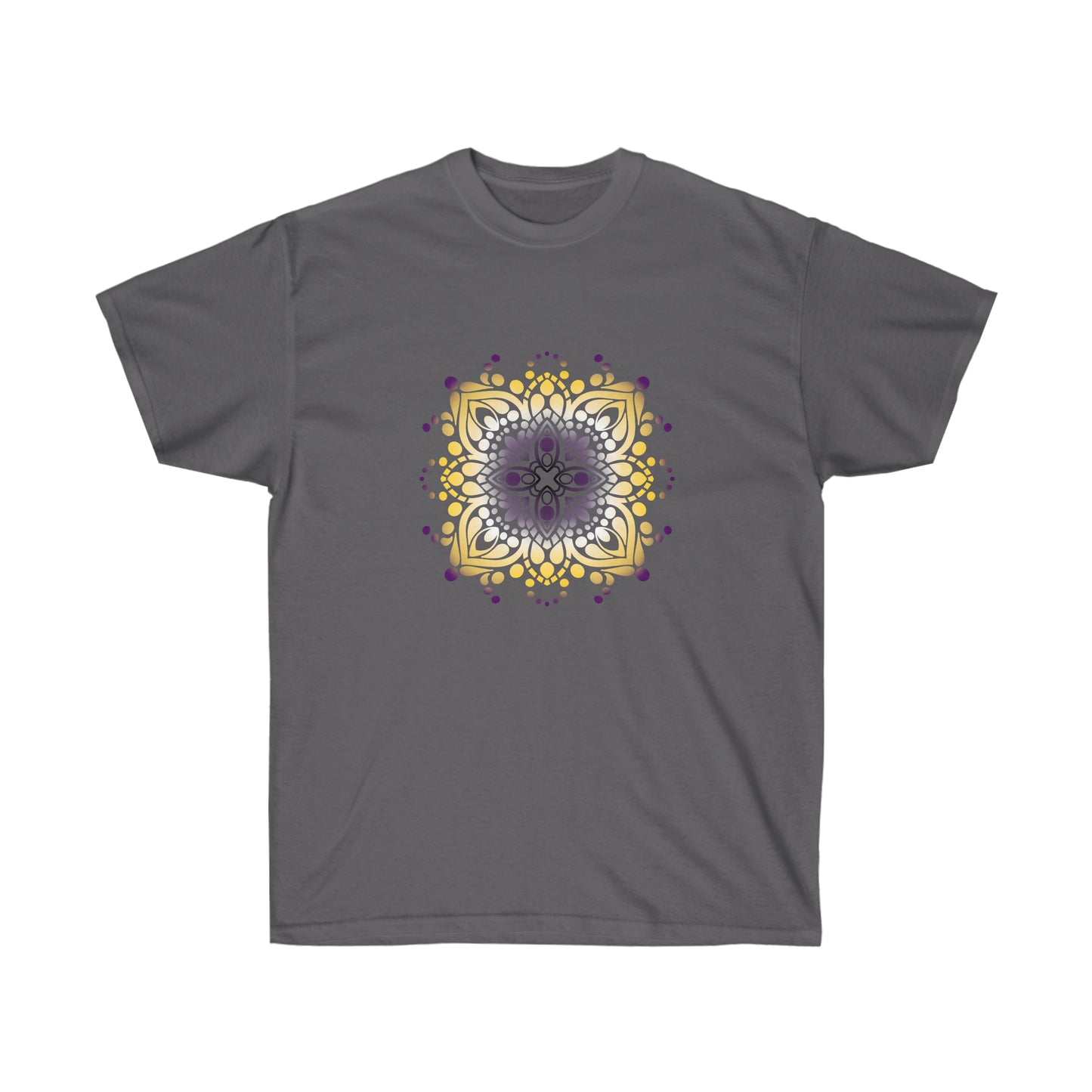 Non Binary Pride Mandala Unisex Ultra Cotton Tee T-Shirt Printify Charcoal S 