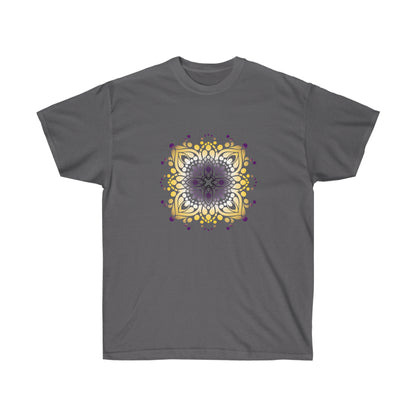 Non Binary Pride Mandala Unisex Ultra Cotton Tee T-Shirt Printify Charcoal S 