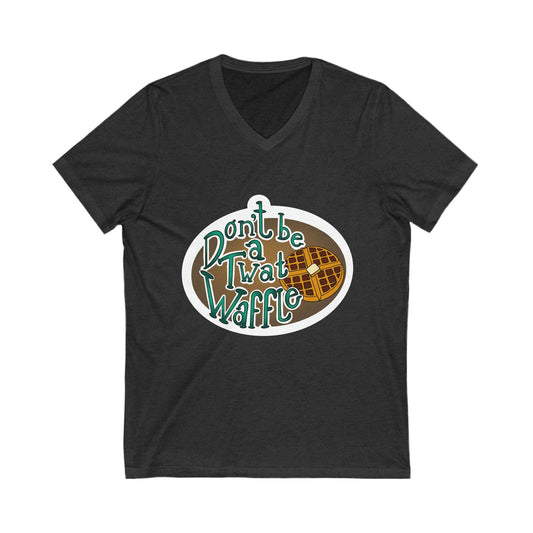 Don’t be a tear waffle Unisex Jersey Short Sleeve V-Neck Tee V-neck Printify XS Dark Grey Heather 