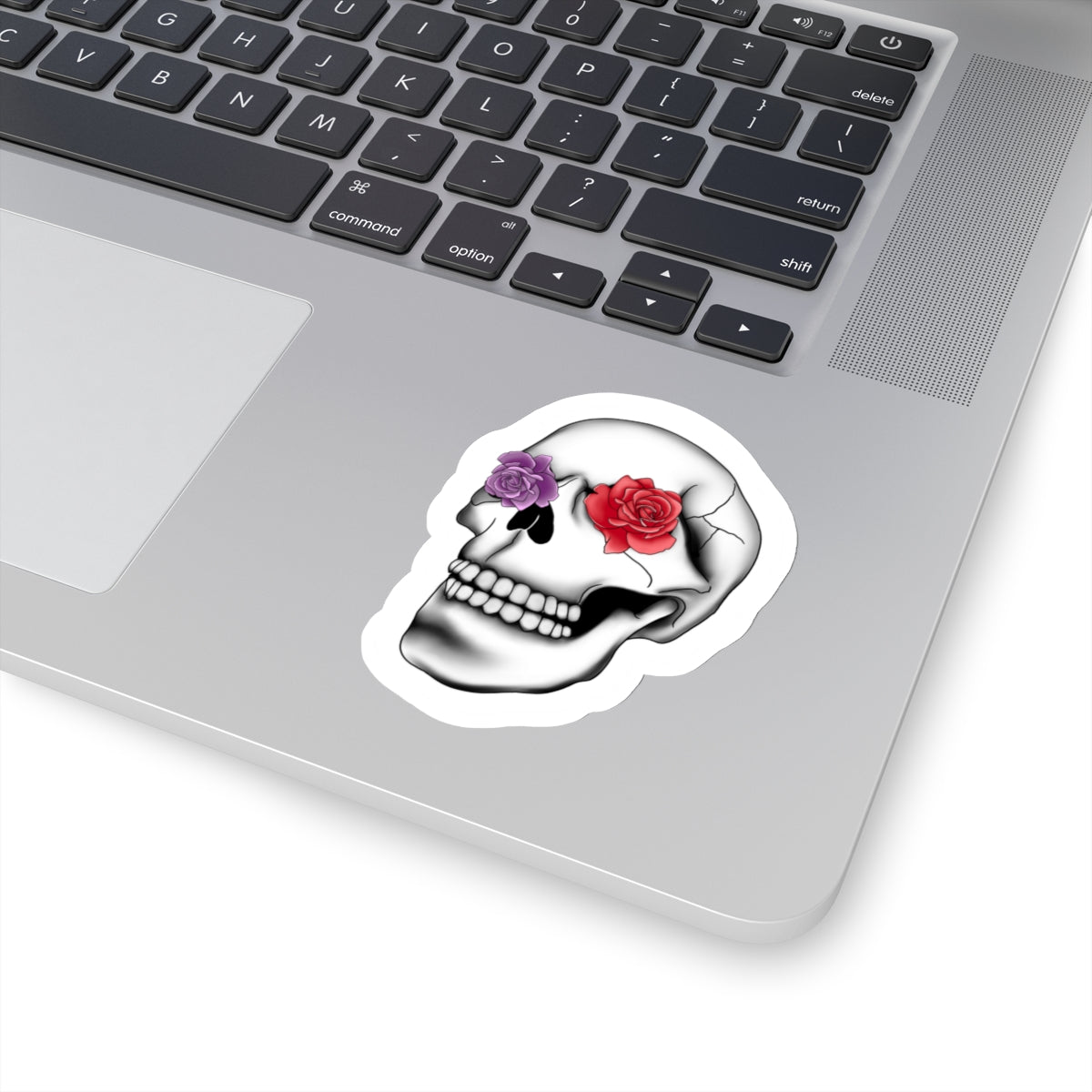 Rose skull Kiss-Cut Sticker Paper products Printify   