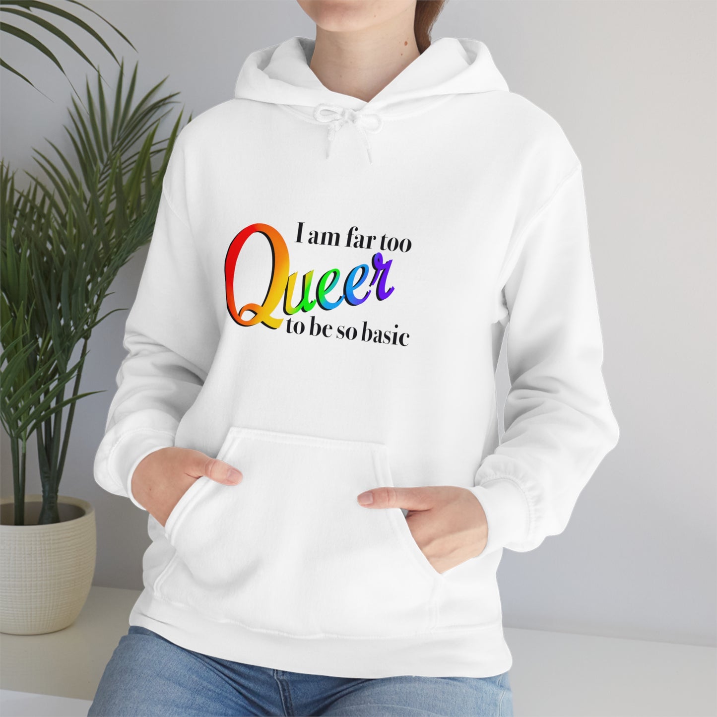 Far too queer Pride Unisex Heavy Blend™ Hooded Sweatshirt Hoodie Printify   