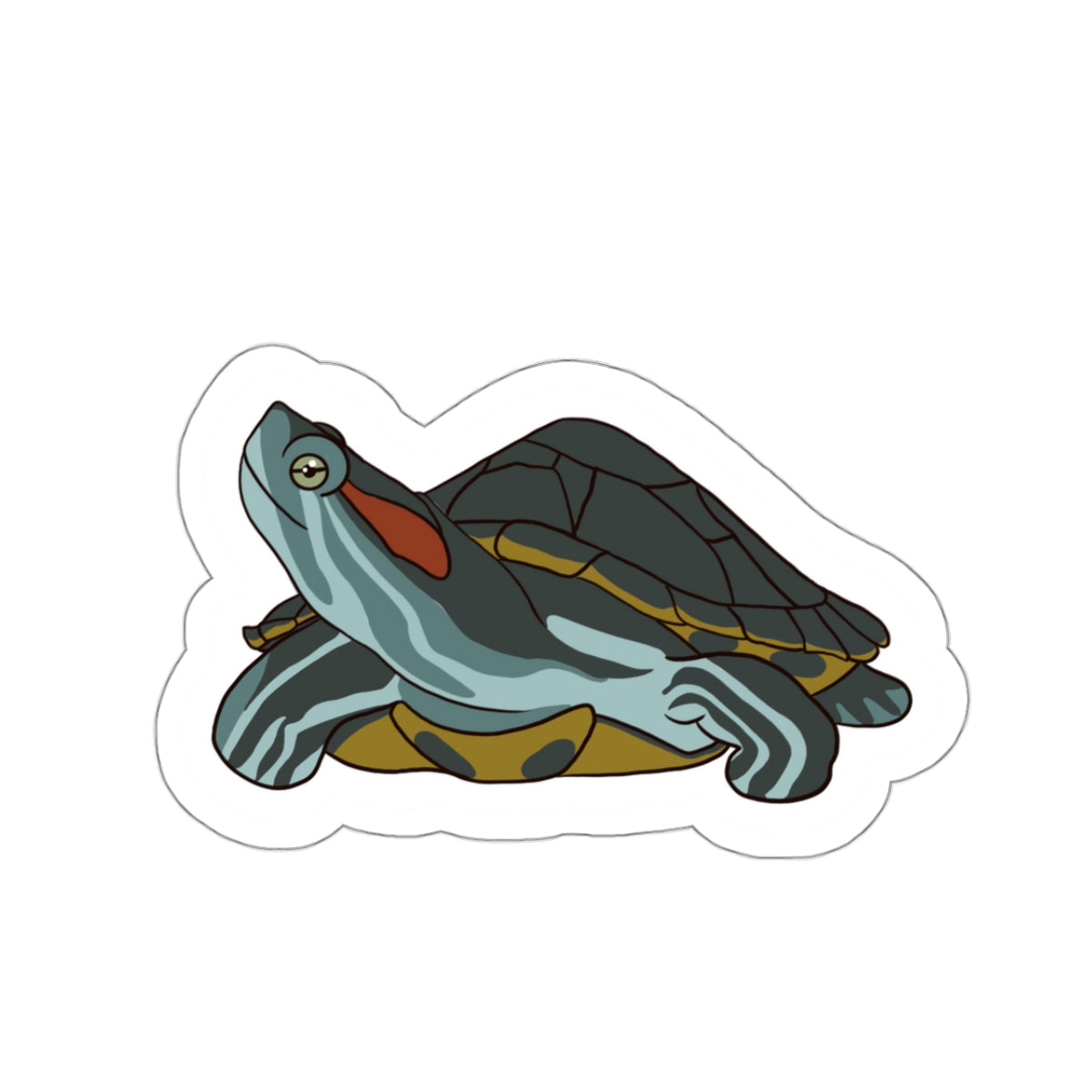 Red eared slider turtle Kiss-Cut Sticker Paper products Printify   