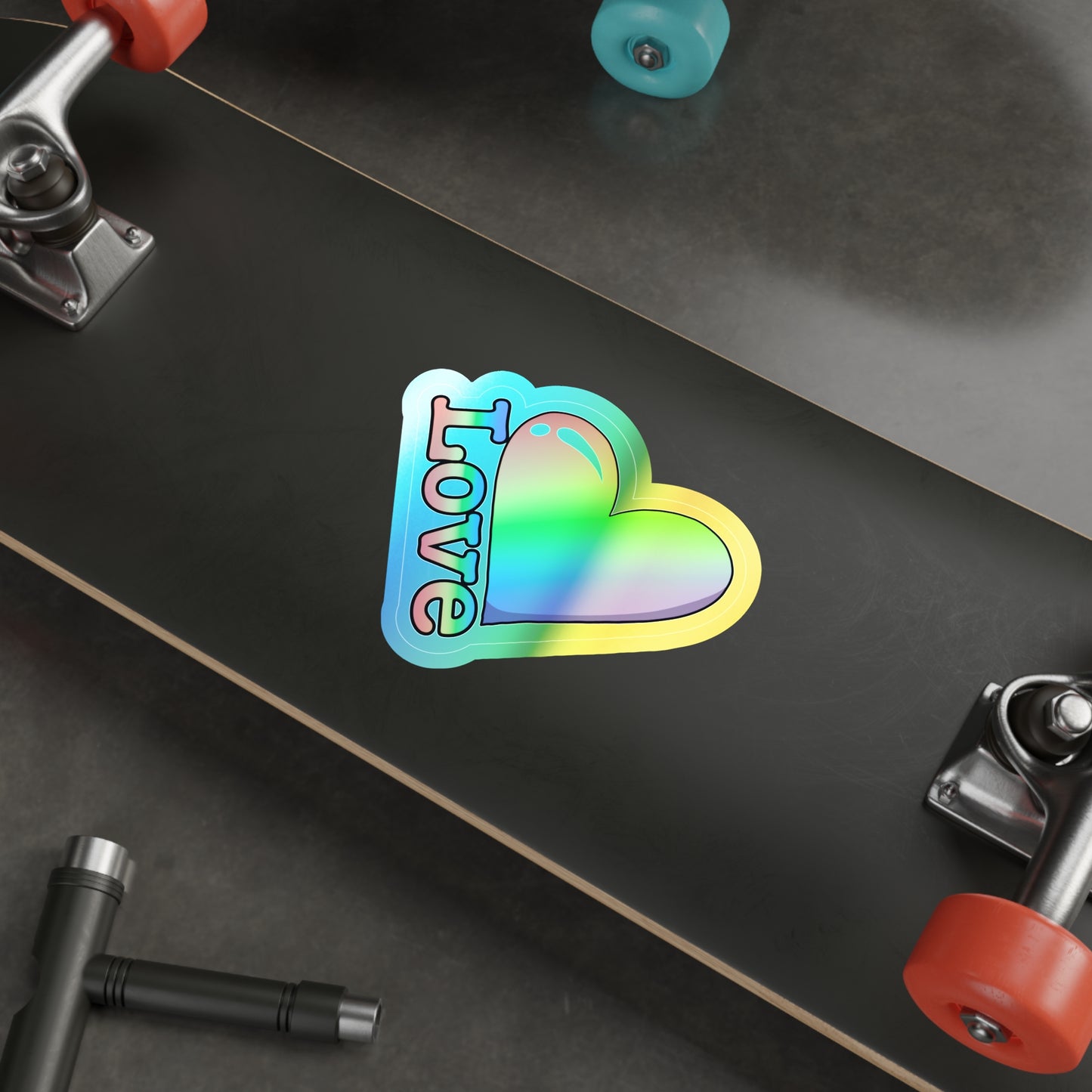 Pride love rainbow Holographic Die-cut Sticker Paper products Printify 6" × 6" Die-Cut Holographic