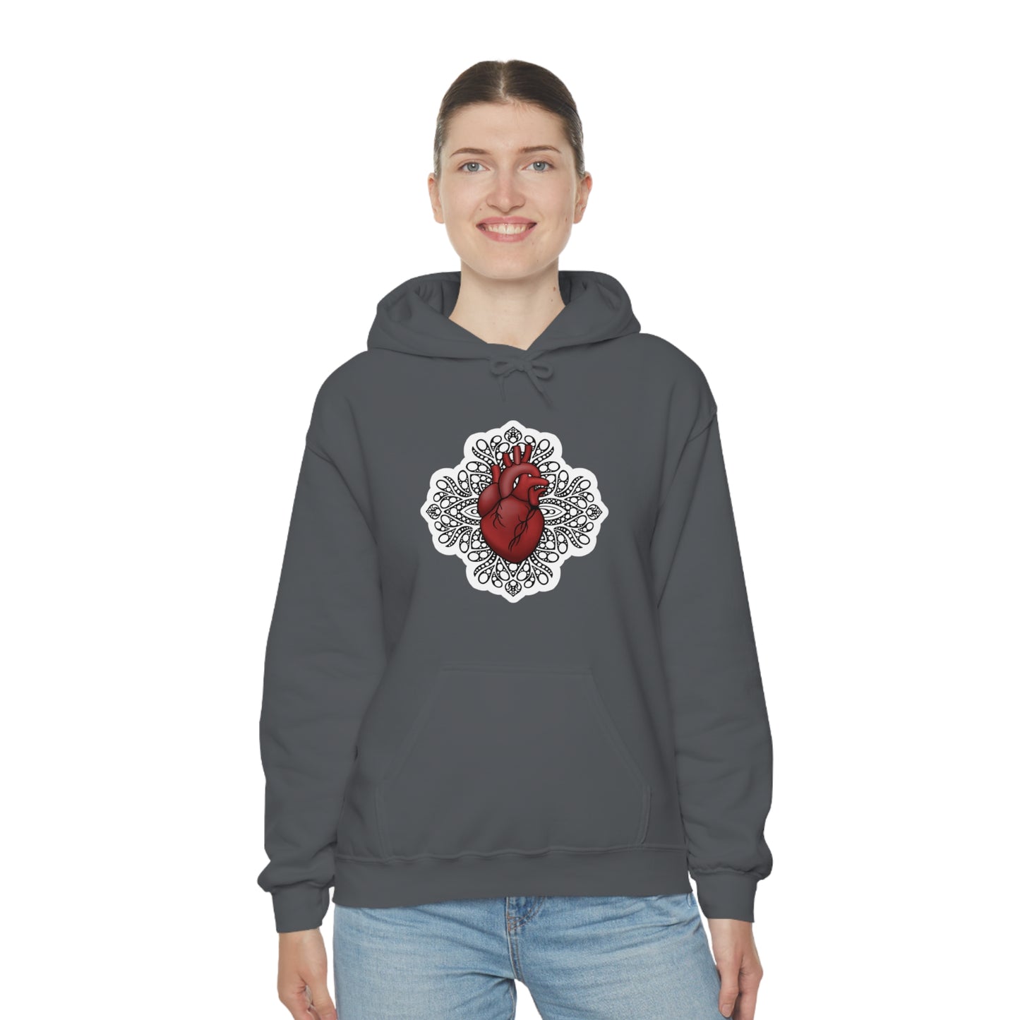 Anatomical Heart Mandala Unisex Heavy Blend™ Hooded Sweatshirt Hoodie Printify   