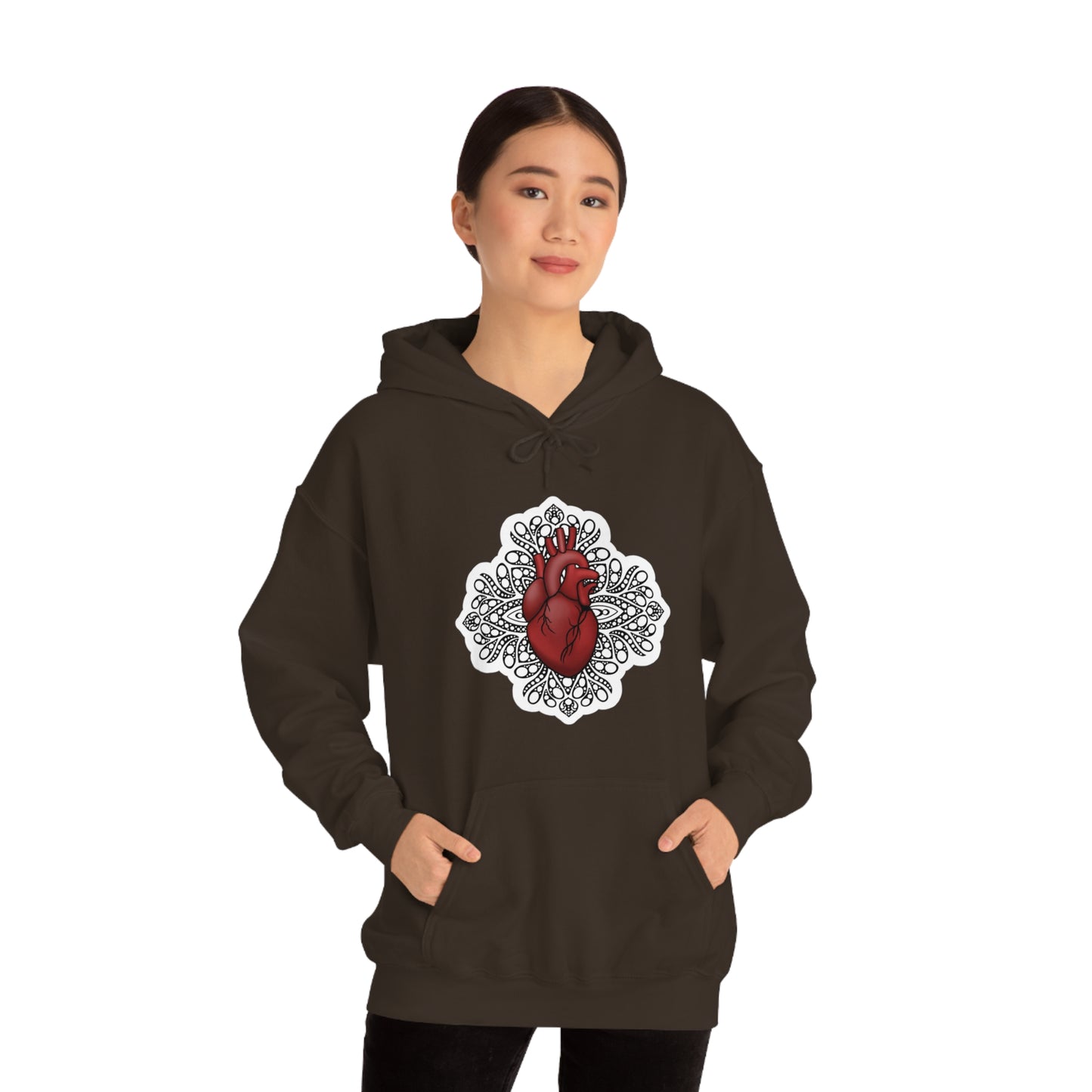 Anatomical Heart Mandala Unisex Heavy Blend™ Hooded Sweatshirt Hoodie Printify   