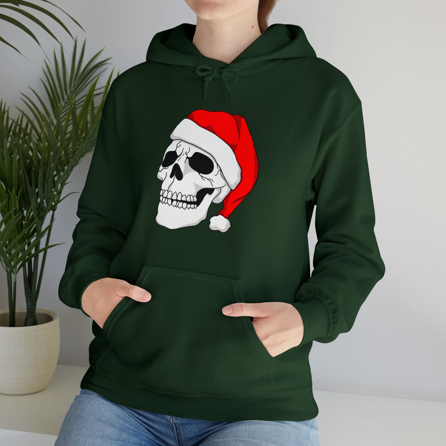 Santa Skull Unisex Heavy Blend™ Hooded Sweatshirt Hoodie Printify   