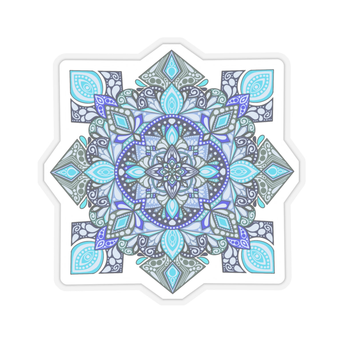 Bright blue mandala Kiss-Cut Sticker Paper products Printify   