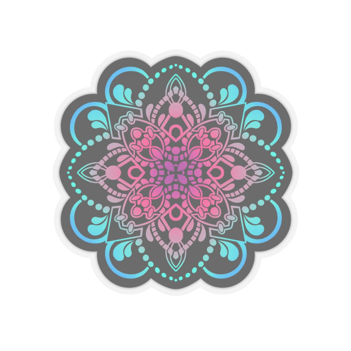 Pink and Turquoise mandala Kiss-Cut Sticker Paper products Printify   