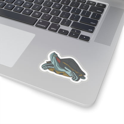 Red eared slider turtle Kiss-Cut Sticker Paper products Printify   