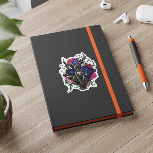 Deer Design Color Contrast Notebook - Ruled Paper products Printify 5.5" x 8.25" Orange Ruled line