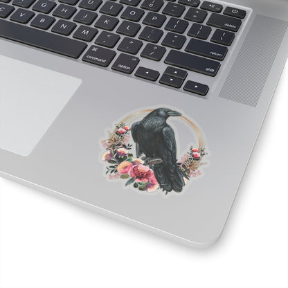 Raven Kiss-Cut Stickers with Gold Details and Flowers