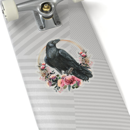 Raven Kiss-Cut Stickers with Gold Details and Flowers