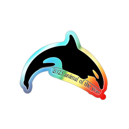 Orca Animal of the year Holographic Die-cut Sticker Paper products Printify   