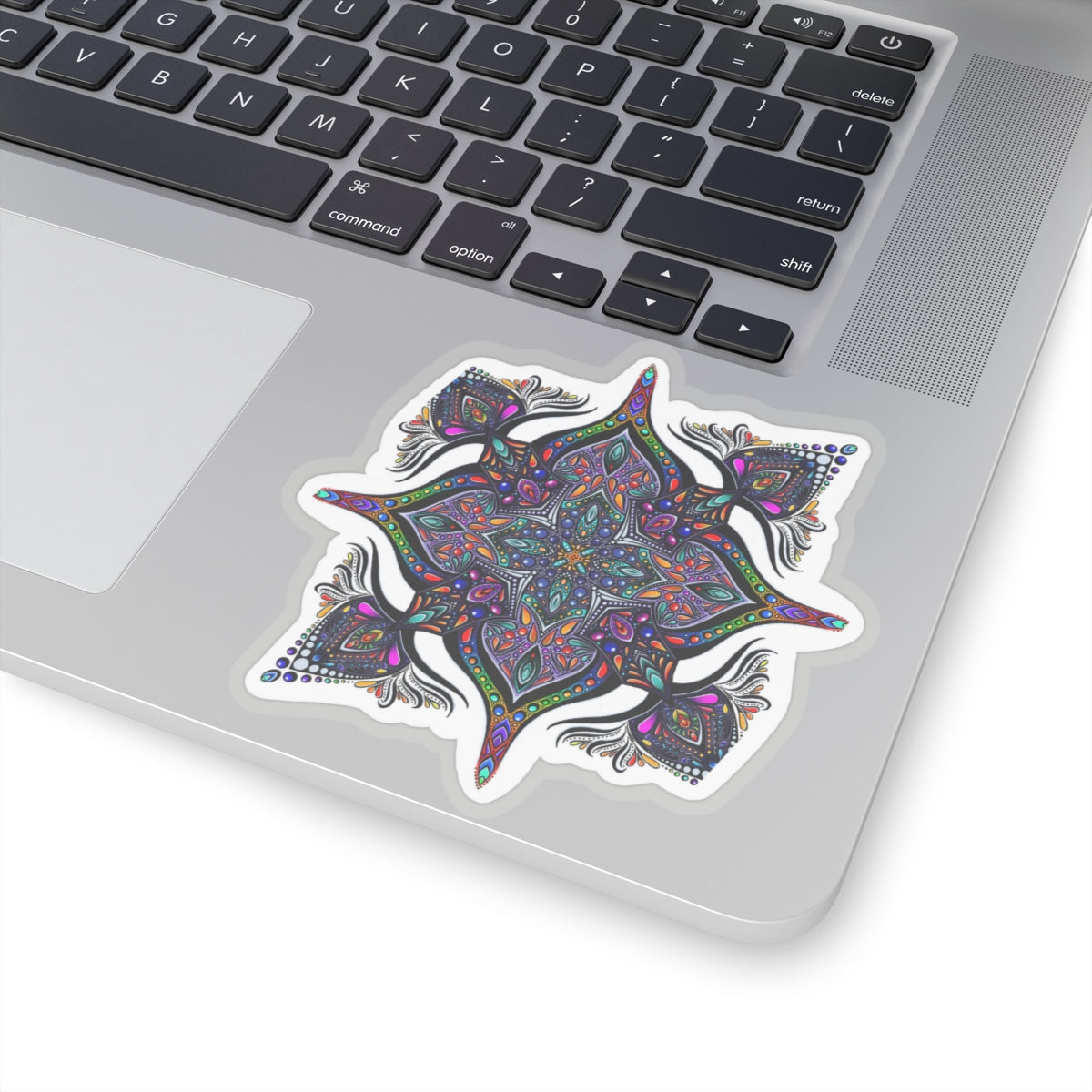 Rainbow mandala Kiss-Cut Sticker Paper products Printify 4" × 4" Transparent 