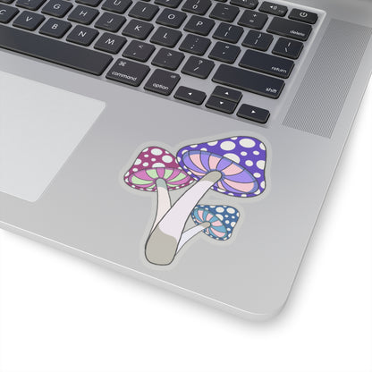 Mushroom Trio Kiss-Cut Sticker Paper products Printify 4" × 4" Transparent 