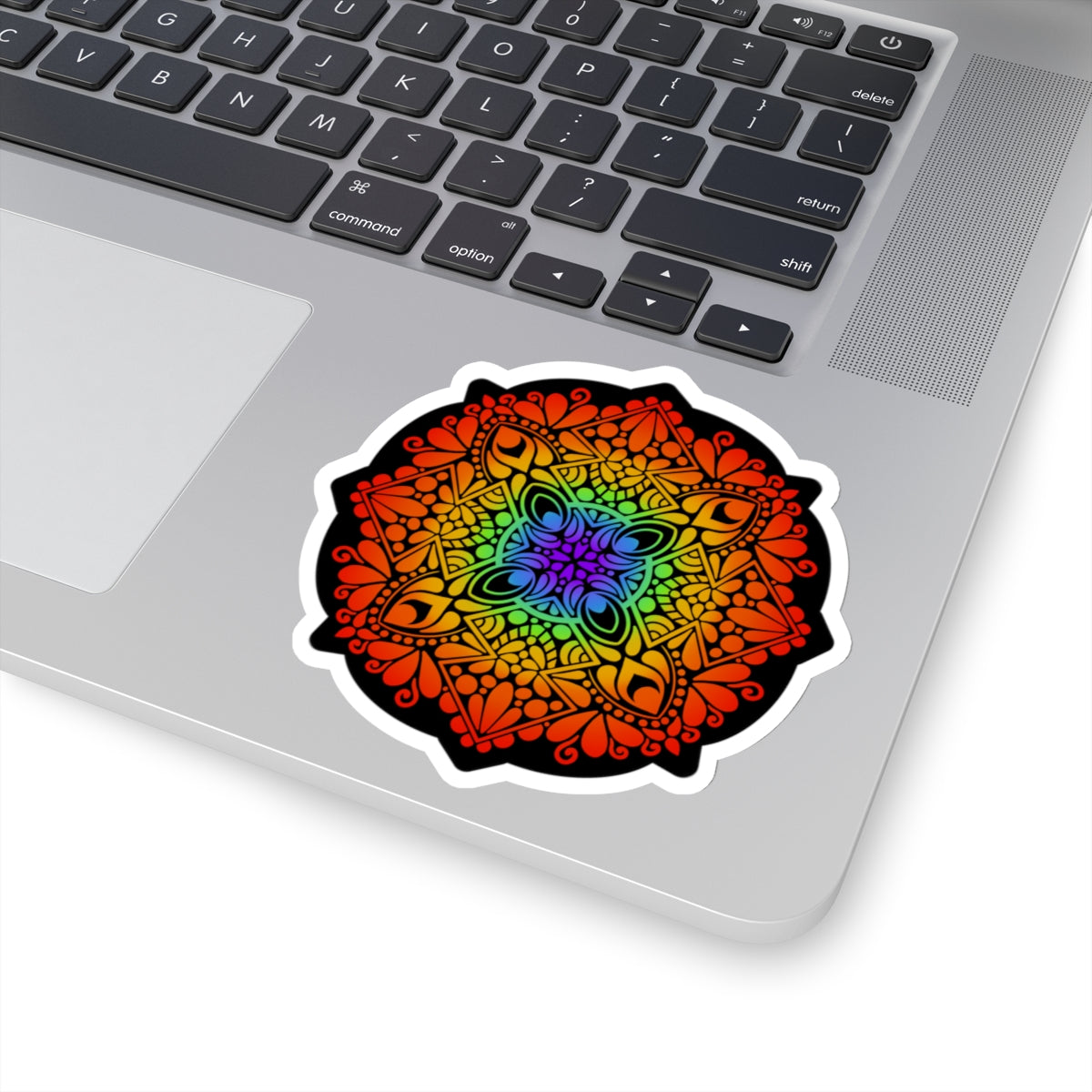 Rainbow Pride mandala Kiss-Cut Sticker Paper products Printify 4" × 4" White 