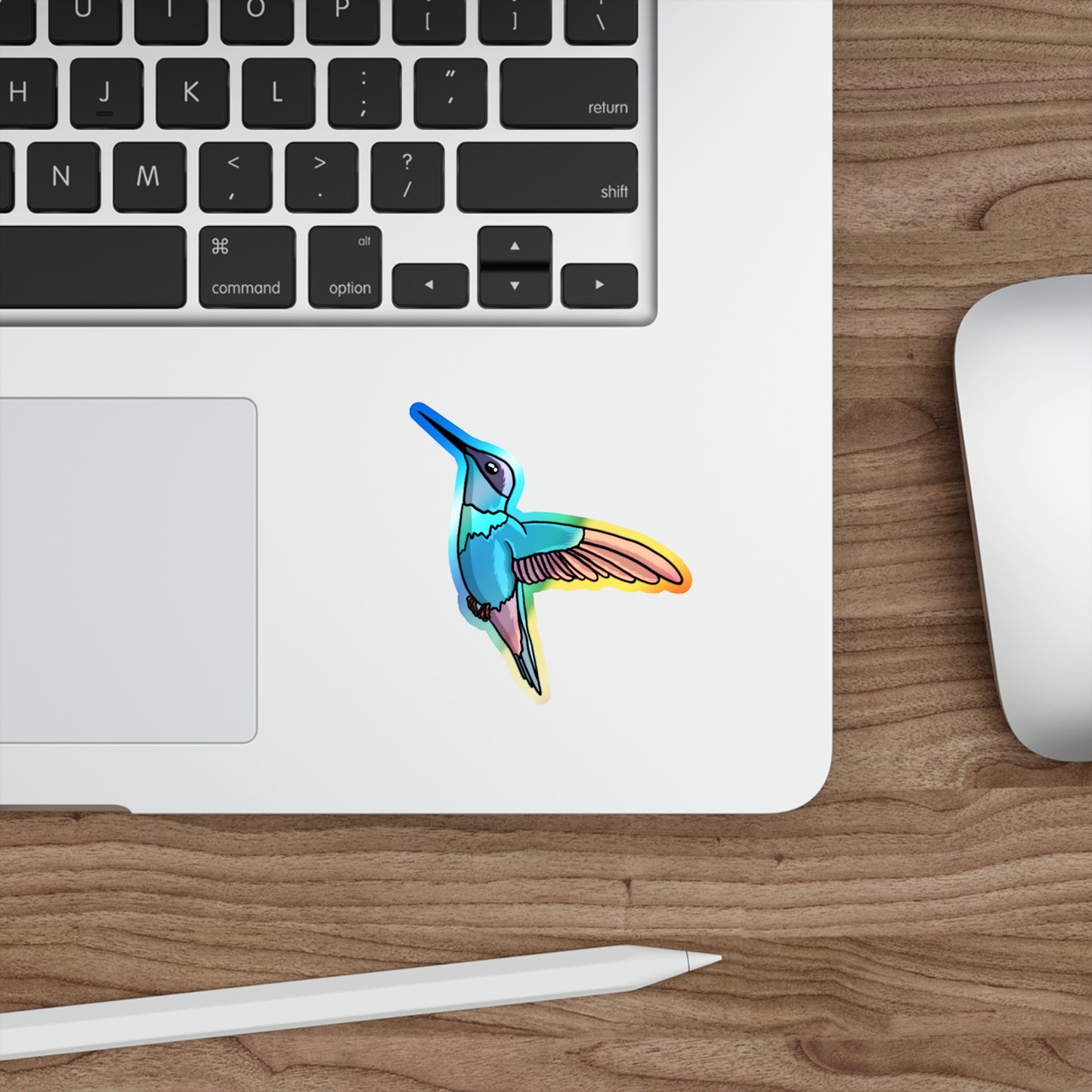 Humming bird Holographic Die-cut Sticker Paper products Printify   