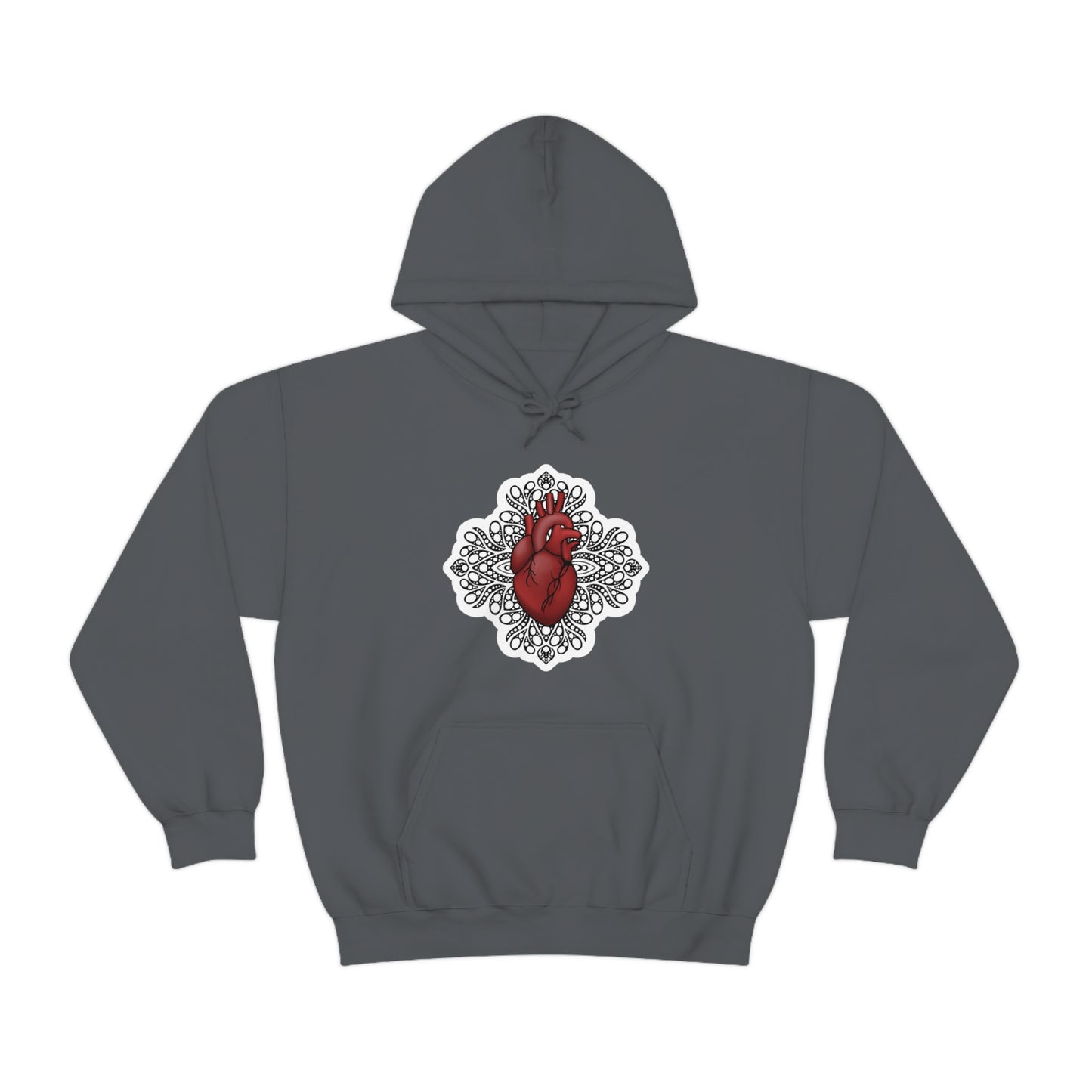 Anatomical Heart Mandala Unisex Heavy Blend™ Hooded Sweatshirt Hoodie Printify Charcoal S 