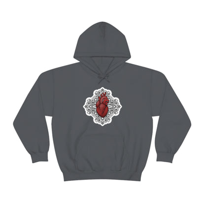 Anatomical Heart Mandala Unisex Heavy Blend™ Hooded Sweatshirt Hoodie Printify Charcoal S 