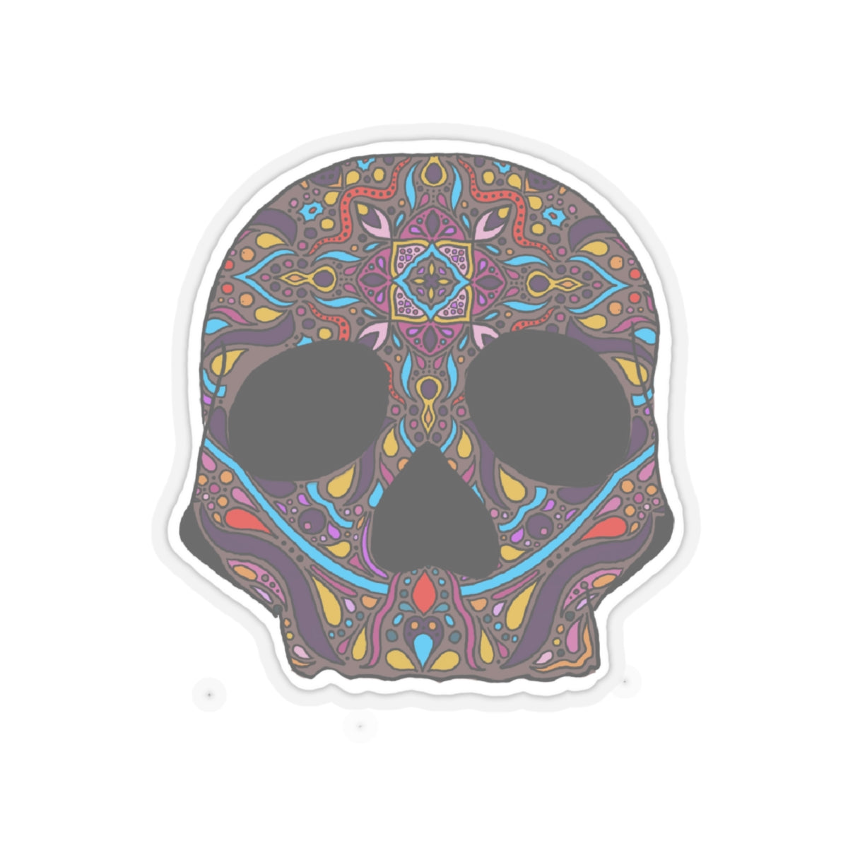 Skull mandala Kiss-Cut Sticker Paper products Printify   