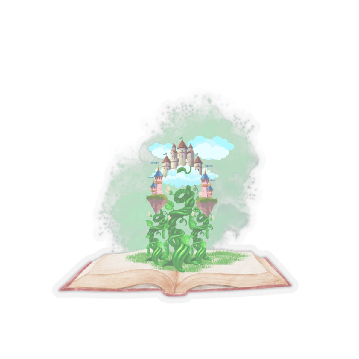 Beanstalk castle fantasy book Kiss-Cut Sticker Paper products Printify   