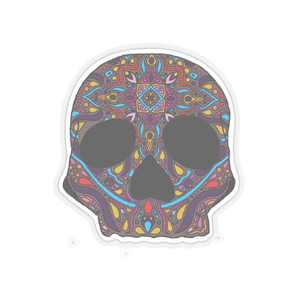 Skull mandala Kiss-Cut Sticker Paper products Printify   