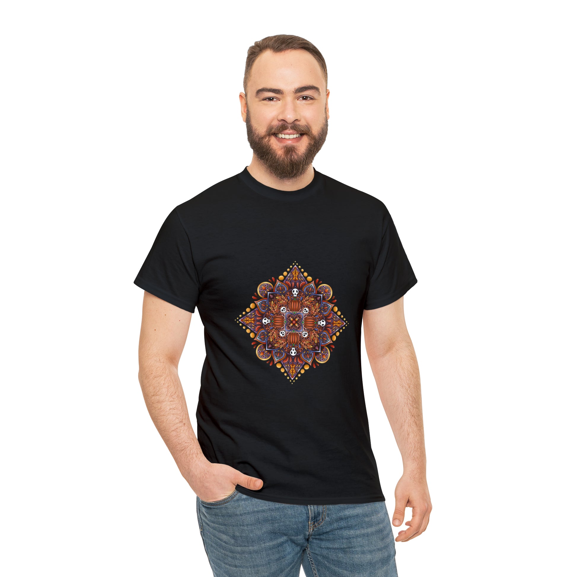 Fall Mandala Unisex Heavy Cotton Tee T-Shirt Printify   